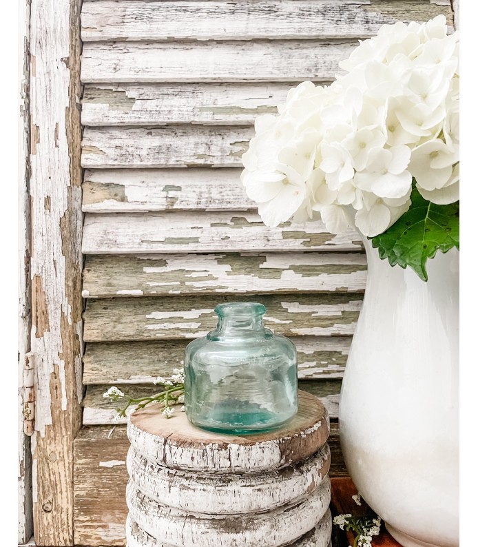 Large Antique English Rare Light Aqua Glass Ink Well - LTD